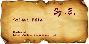 Szlávi Béla névjegykártya